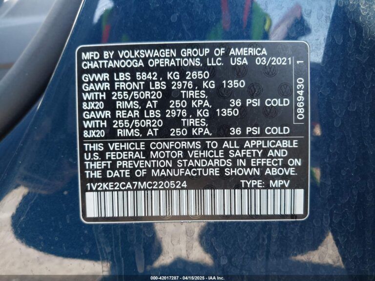 1V2KE2CA7MC220524-9